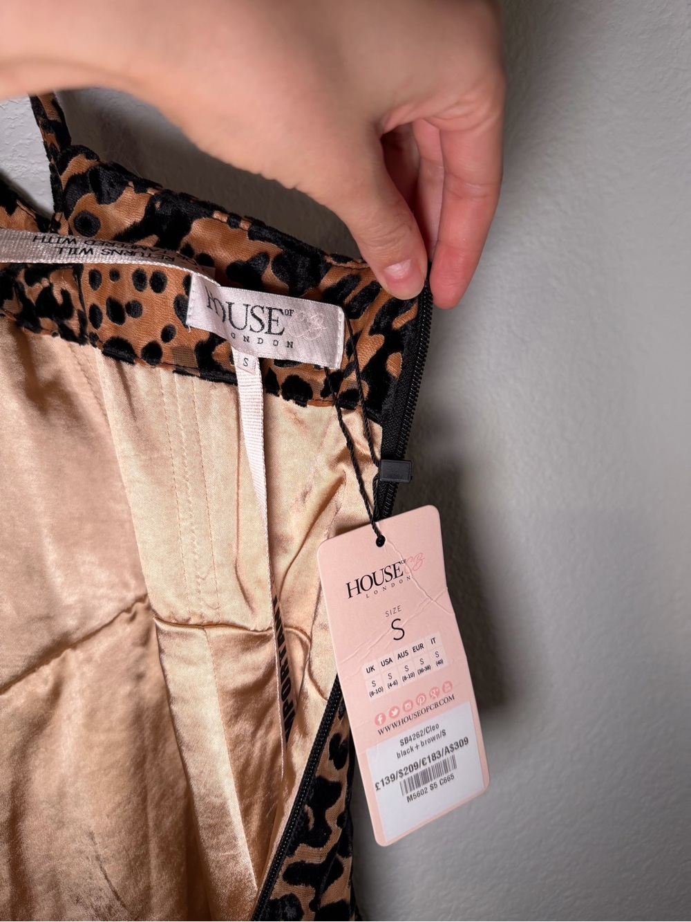 House of CB Leopard Print Satin-Lined Mini Dress - CLEO - Tan & Black - Picture 4 of 4
